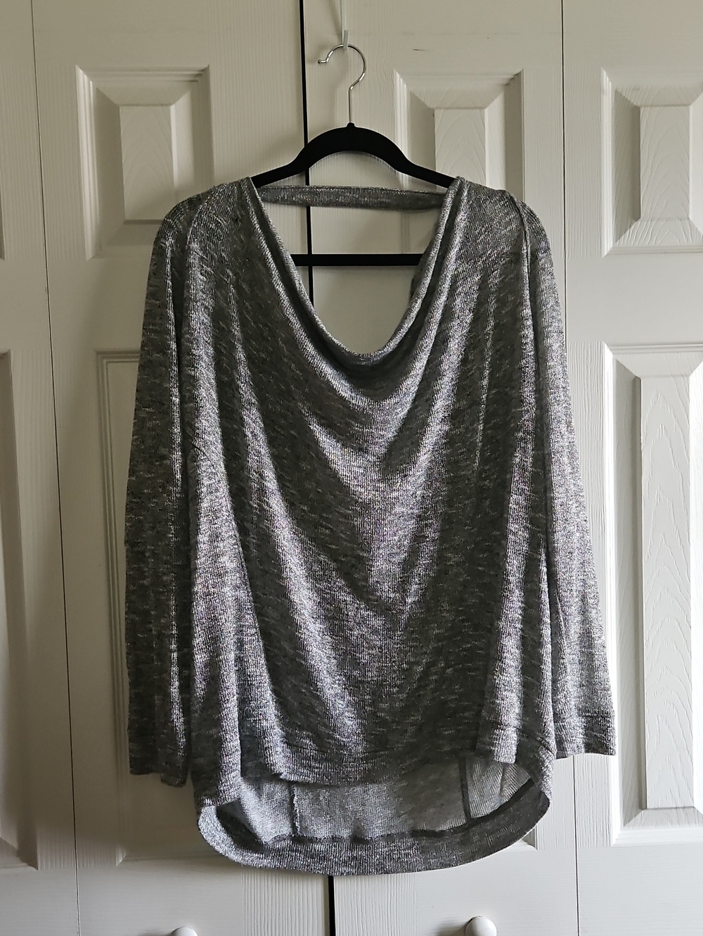 Metallic Silver Gray Lightweight Knit Sweater Top